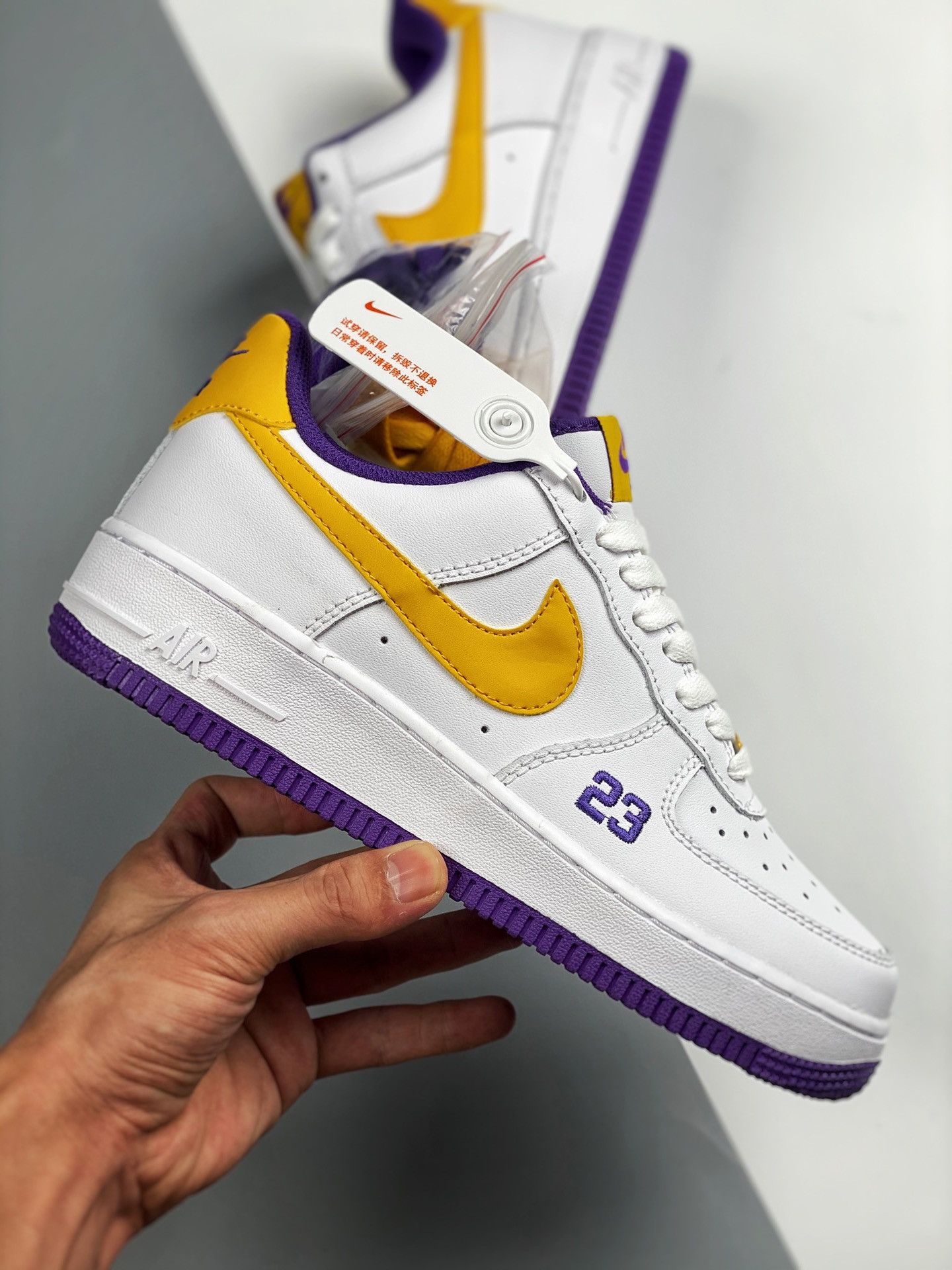 Custom Nike Air Force 1 Low Lakers White Yellow Purple