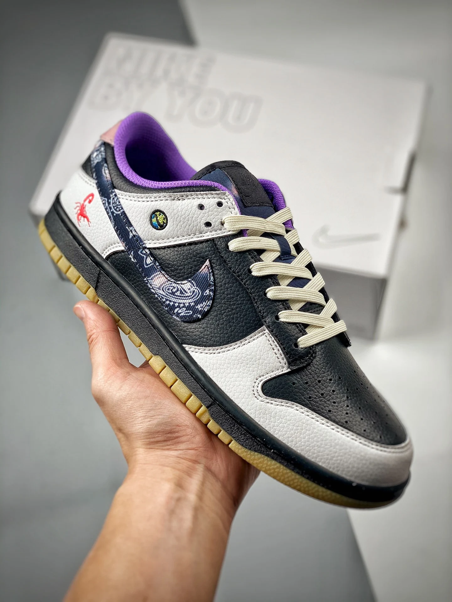 Custom Nike Dunk Low Black White Purple For Sale