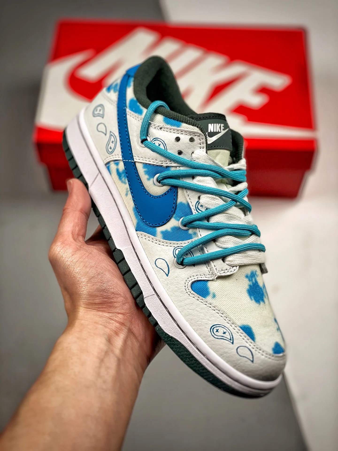 Custom Nike Dunk Low White Blue For Sale