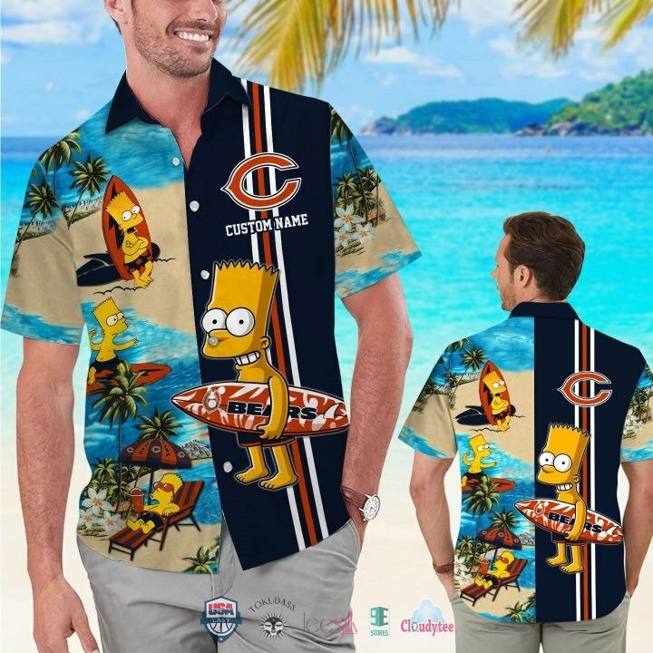 Custom Name Chicago Bears Bart Simpson Hawaiian Shirt