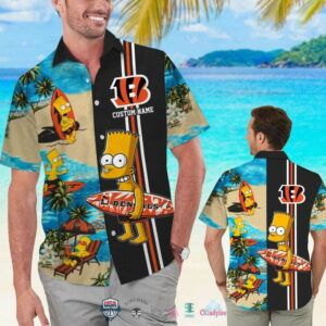 Custom Name Cincinnati Bengals Bart Simpson Hawaiian Shirt