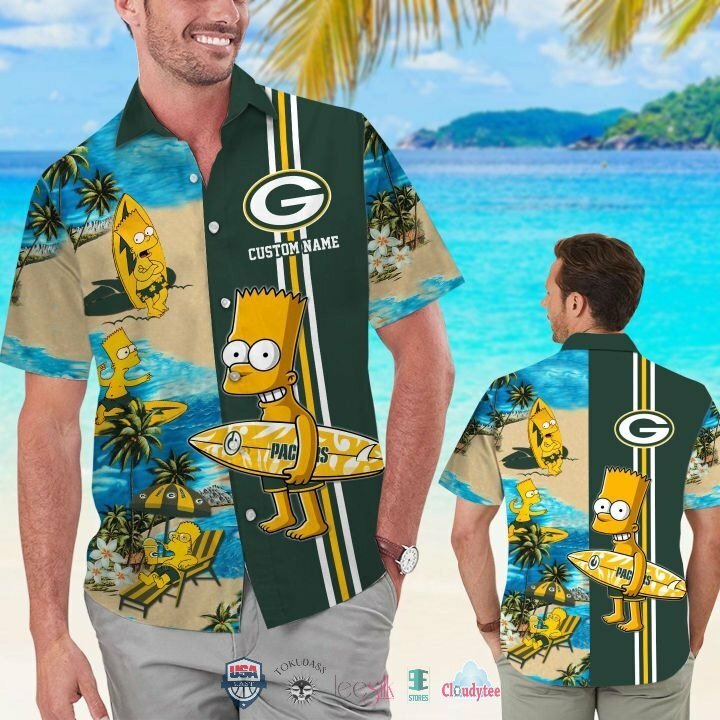 Custom Name Green Bay Packers Bart Simpson Hawaiian Shirt