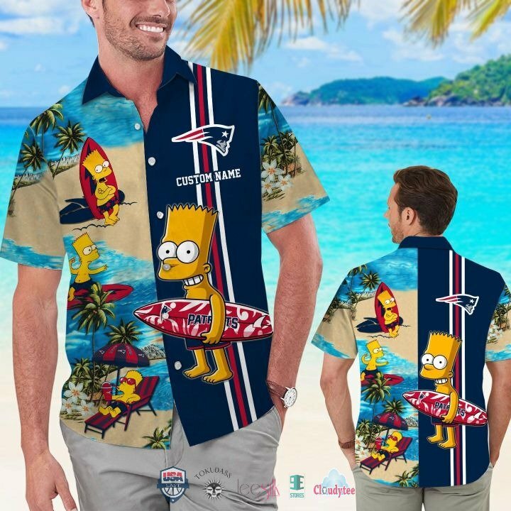 Custom Name New England Patriots Bart Simpson Hawaiian Shirt