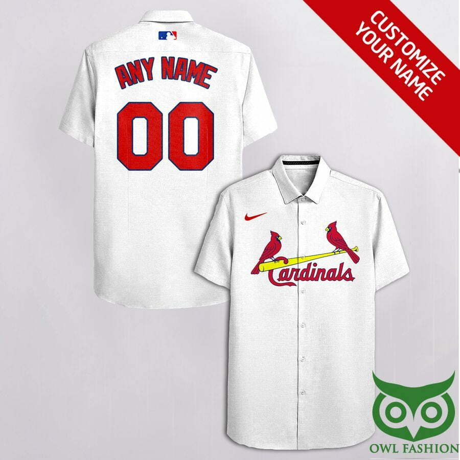 St Louis Cardinals White Hawaiian Shirt