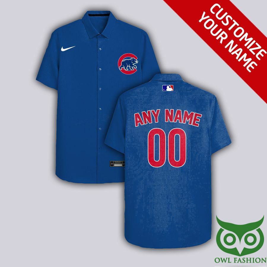 Customized Chicago Cubs Jeans Blue With White Hawaiian Shirt