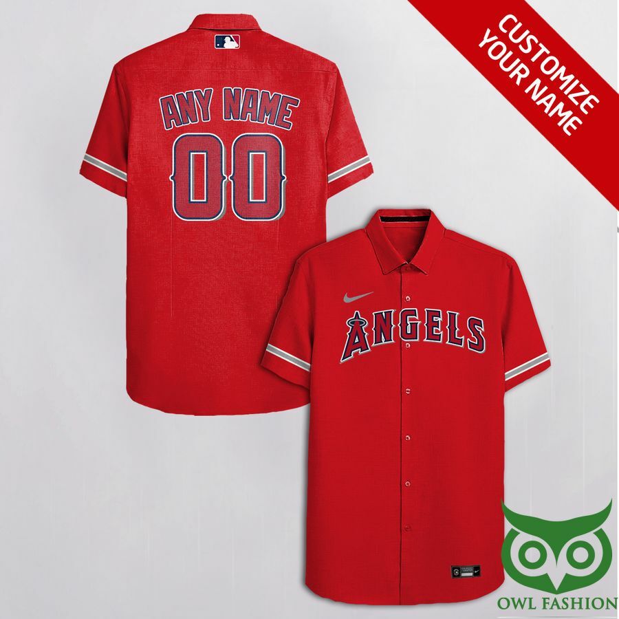 Customized Los Angeles Angels Red With Gray Cassette Hawaiian Shirt