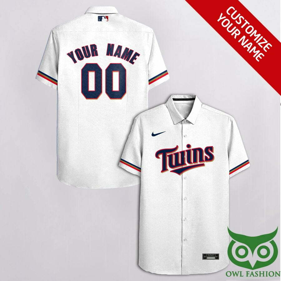 Customized Minnesota Twins White With Blue Hawaiian Shirt