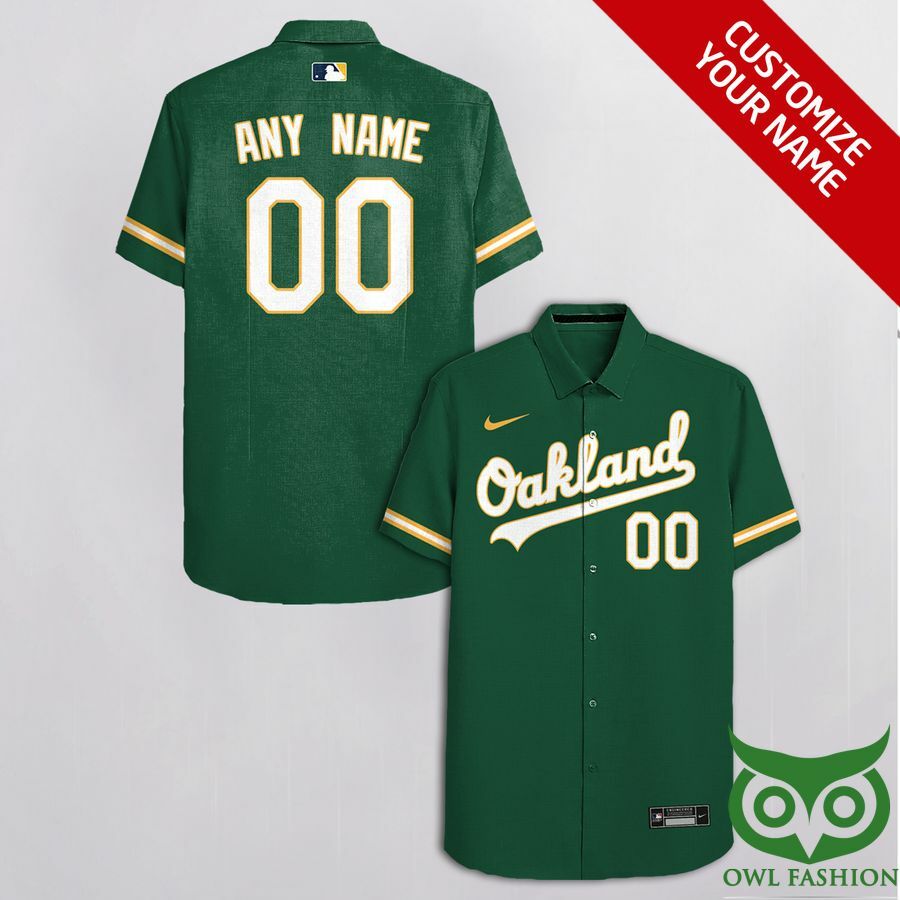 Customized Oakland Athletics Green With Yellow Hawaiian Shirt