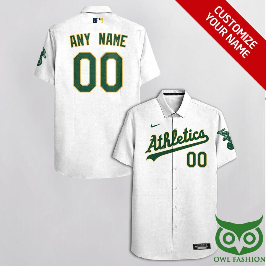 Customized Oakland Athletics White With Green Cassette Hawaiian Shirt