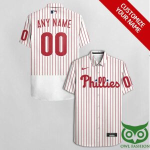 Customized Philadelphia Phillies White Red Number On S Hawaiian Shirt