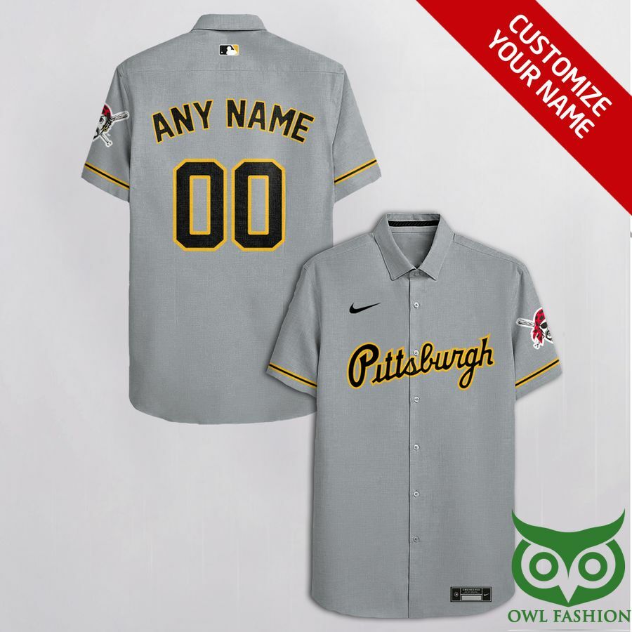 Customized Pittsburgh Pirates Gray With Black Cassette Hawaiian Shirt