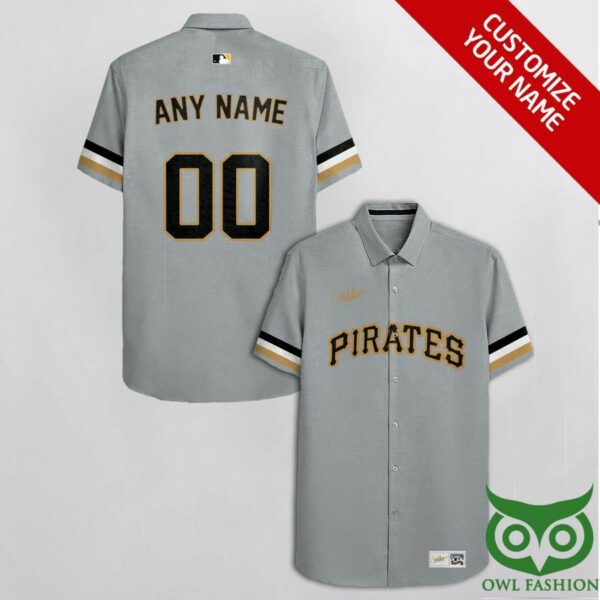 Customized Pittsburgh Pirates Gray With Golden Name Hawaiian Shirt