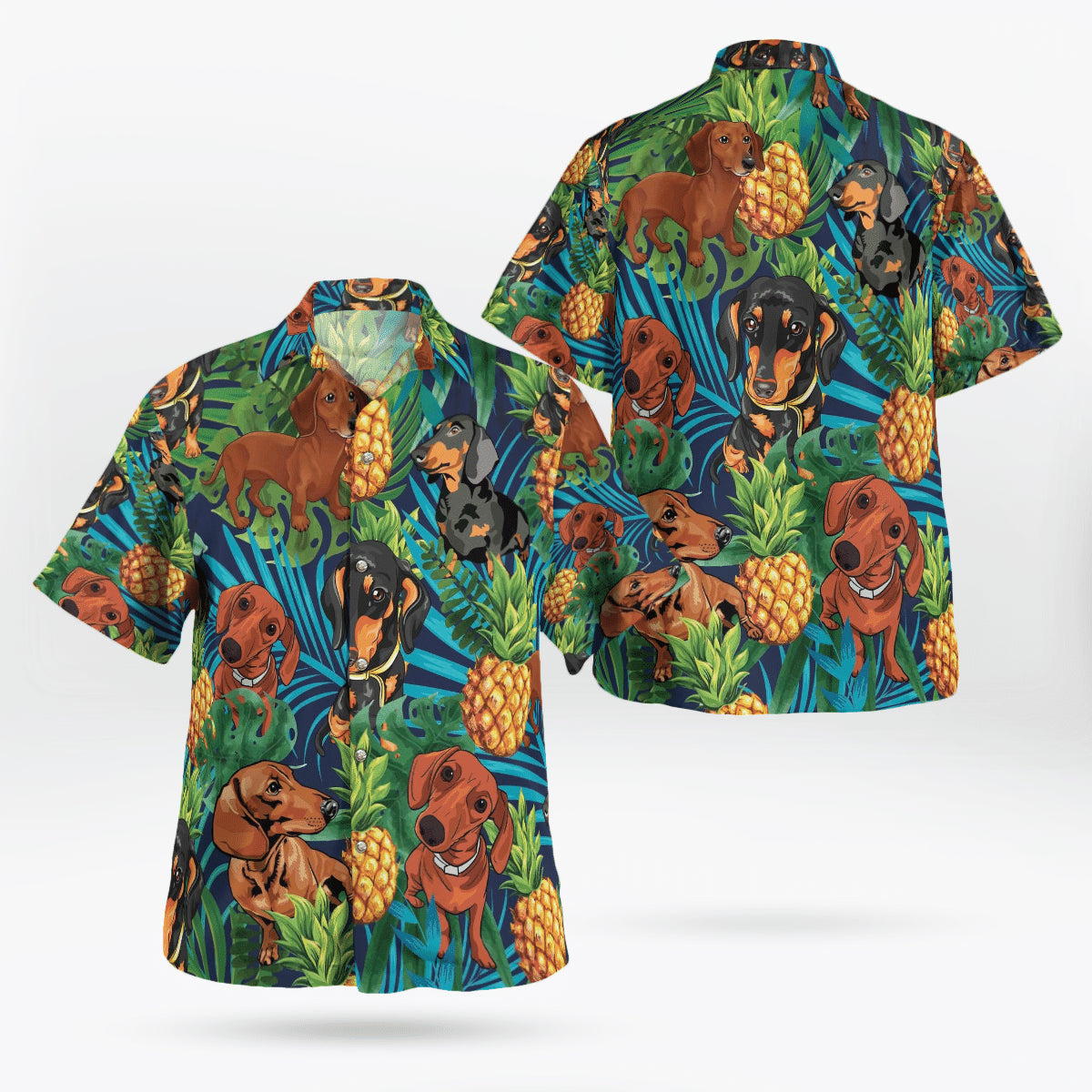 Dachshund Tropical Pineapple Hawaiian Shirt