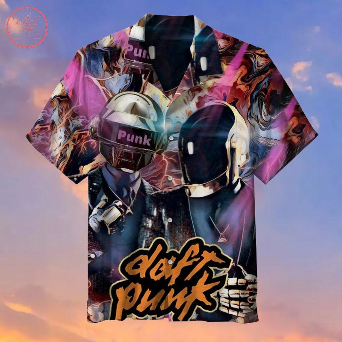 Daft Punk Helmet Hawaiian Shirt Outfit Summer Beach