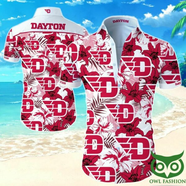 Dayton Flyers Red And White Floral Hawaiian Shirt