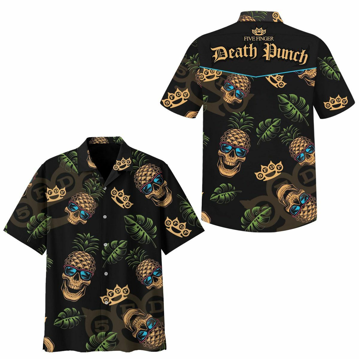 Death Punch Five Finger Skull Pineapple Hawaiian Shirt