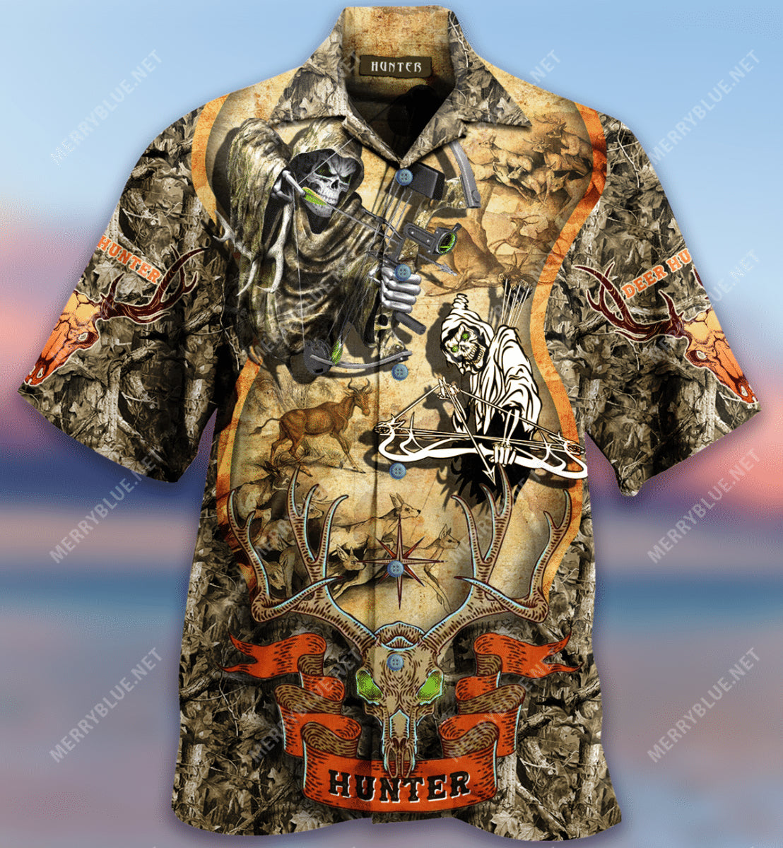 Deer Hunting Skull Hawaiian Shirt