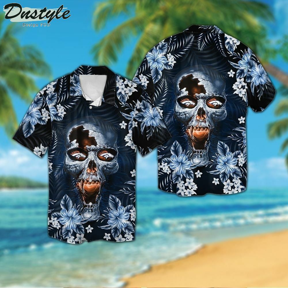 Denver Broncos Skull Tropical Hawaiian Shirt