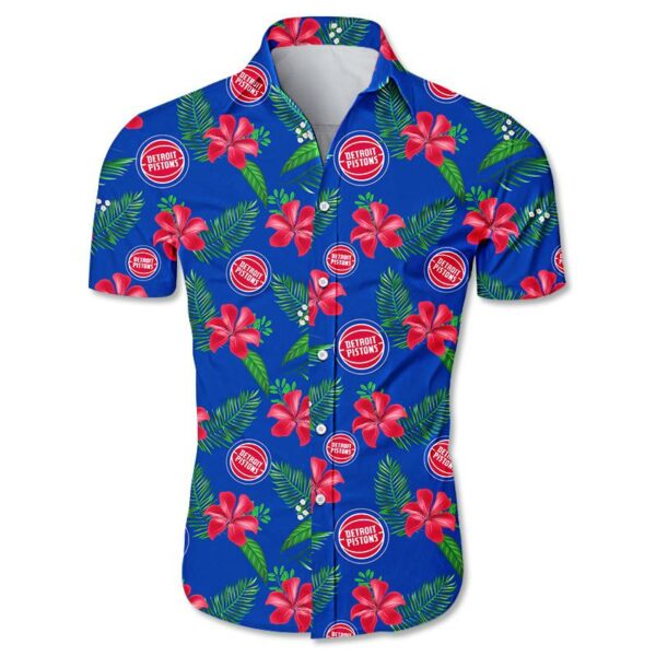 Detroit Pistons Floral Small Flowers Hawaiian Shirt