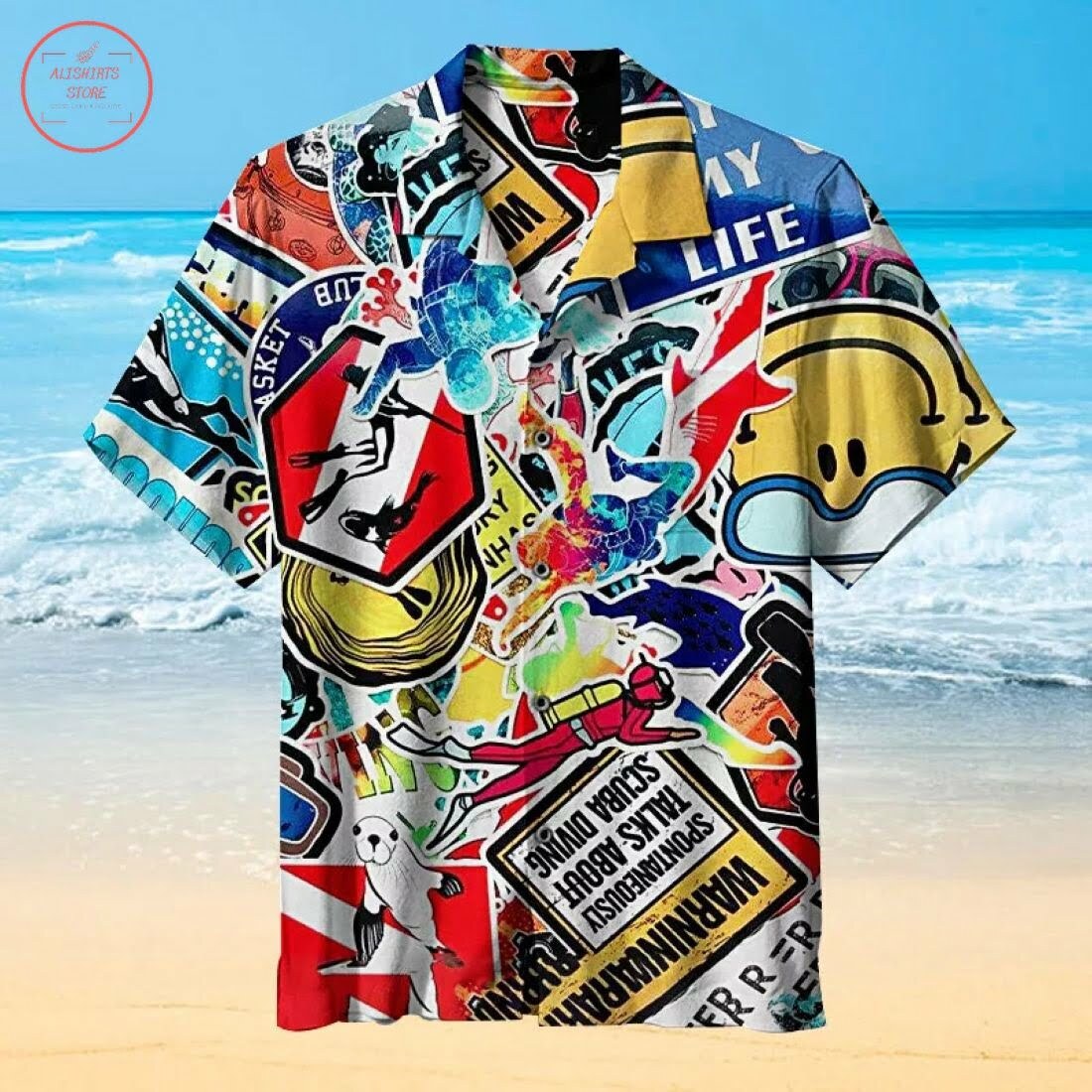 Diving Collage Hawaiian Shirt Outfit Beach Summer