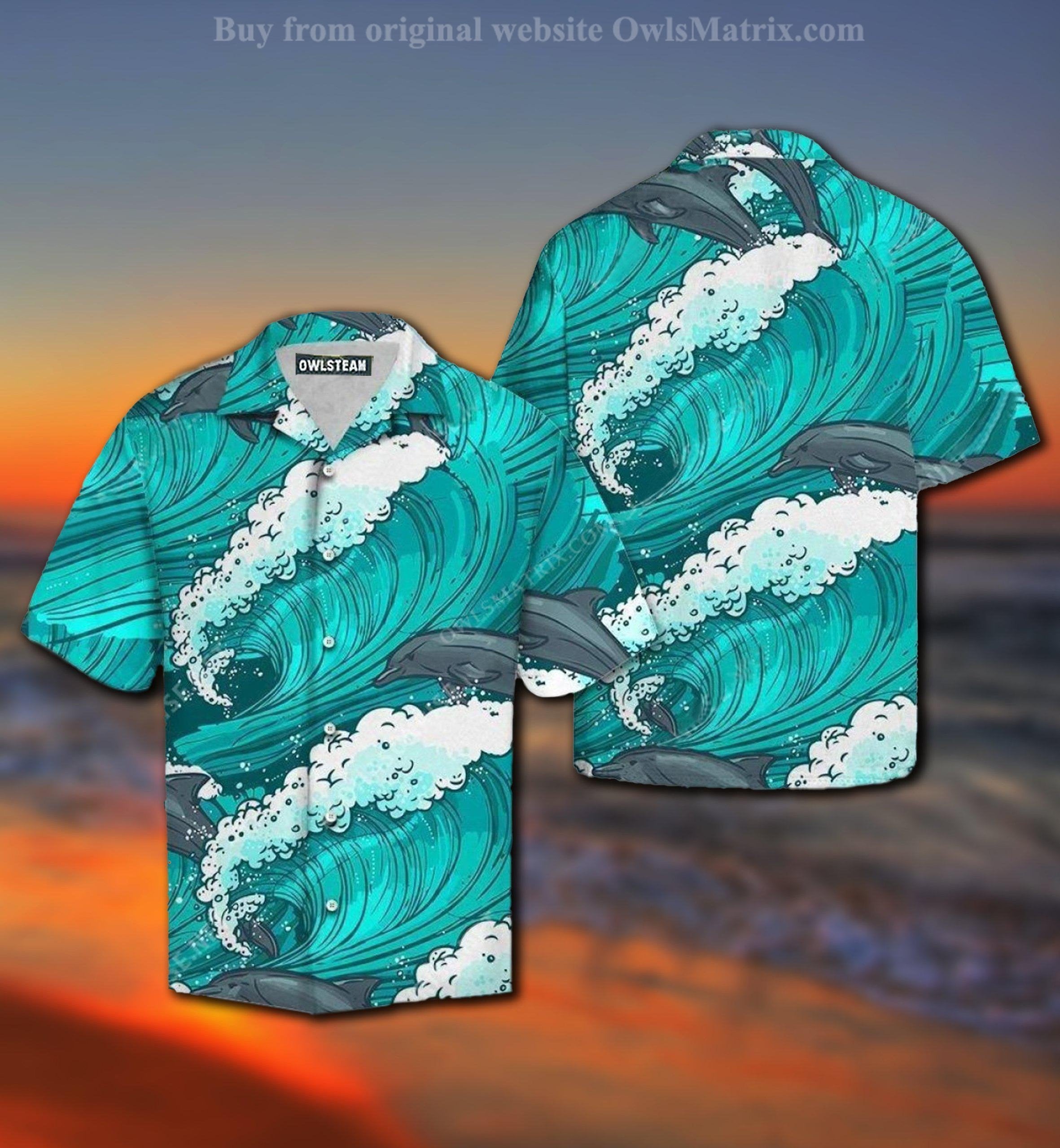 Dolphin Loves Ocean Wave Hawaiian Shirt