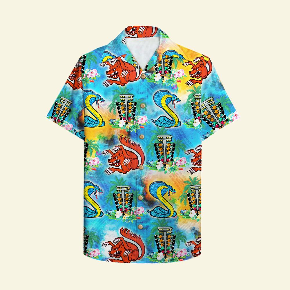 Drag Racing Snake And Mongoose Floral Hawaiian Shirt