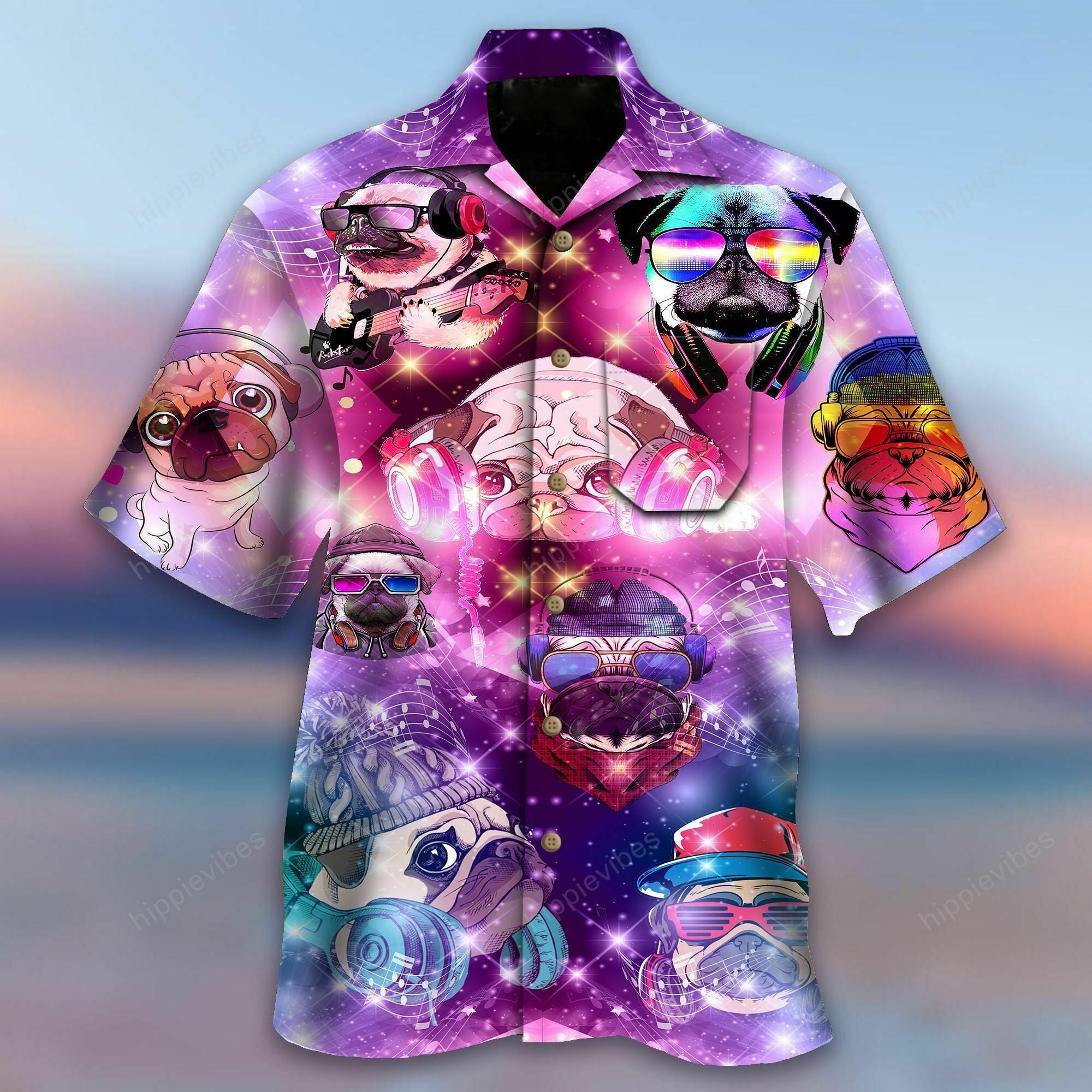 Feeling Music With Pugs Hawaiian Shirt