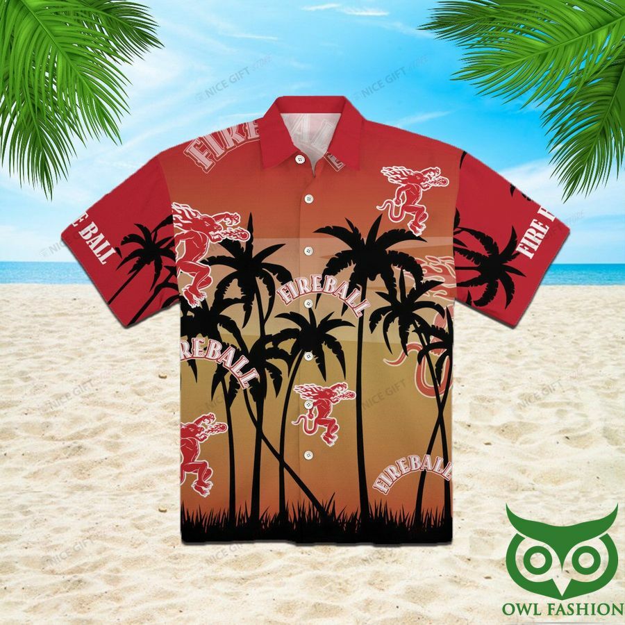 Fireball Whisky Gradient Red Hawaiian Shirt