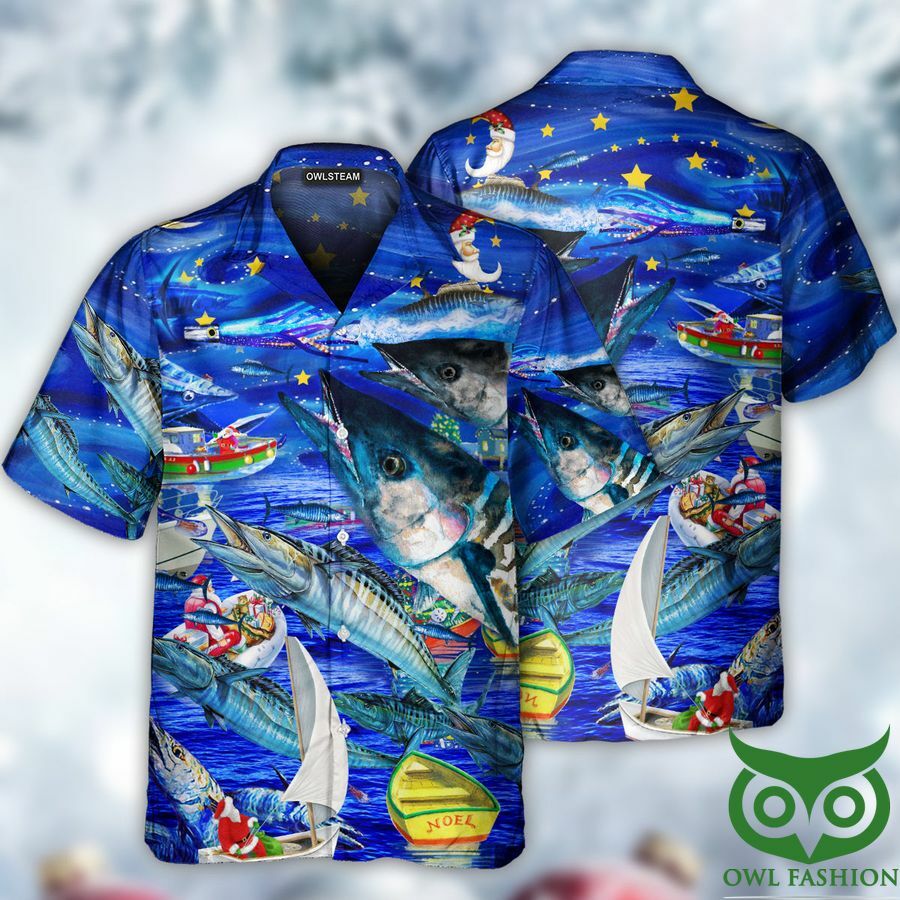 Fish Love Ocean Blue Merry Hawaiian Shirt