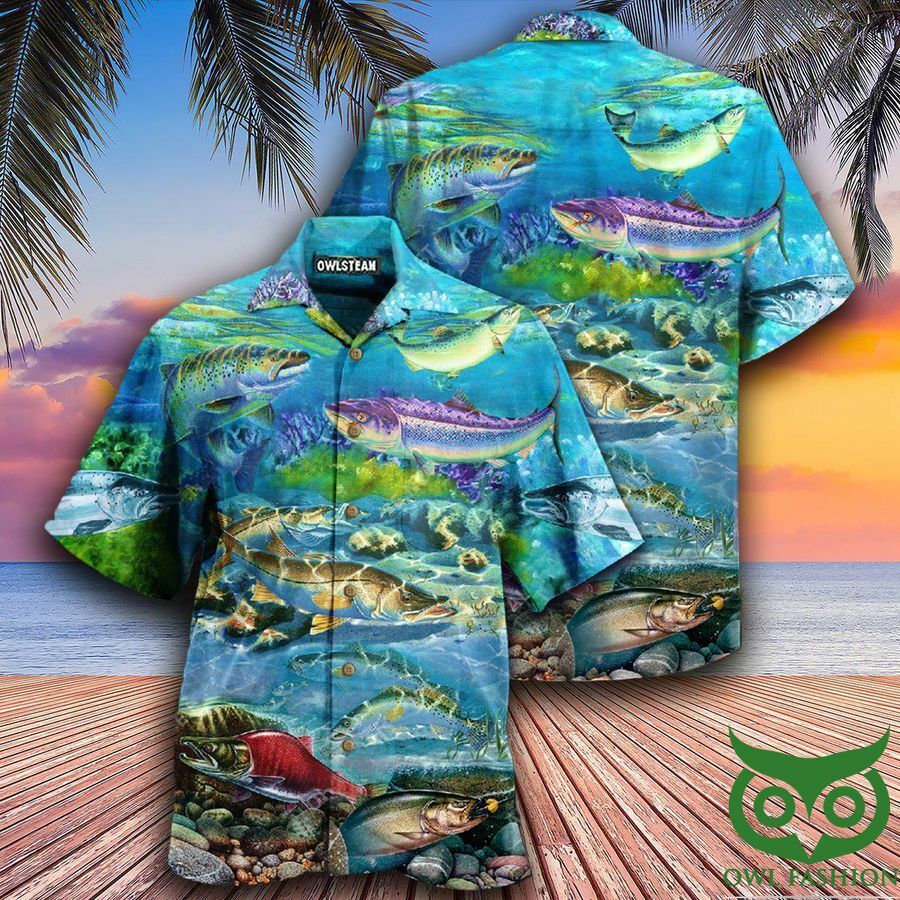 Fish Salmon Is My Therapy Edition Ocean View Hawaiian Shirt