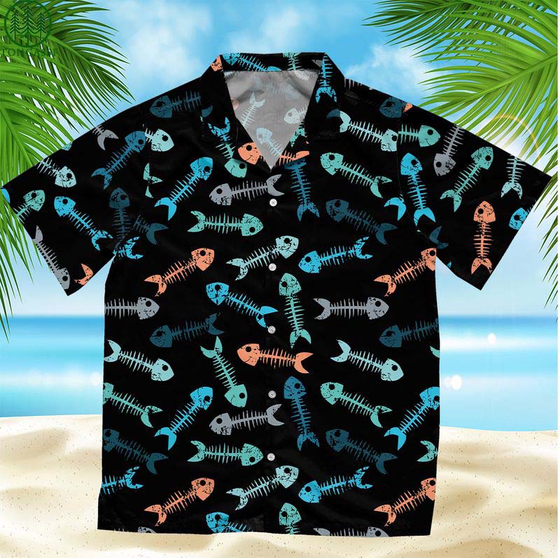 Fishing Bone Hawaiian Shirt Outfit Beach Summer