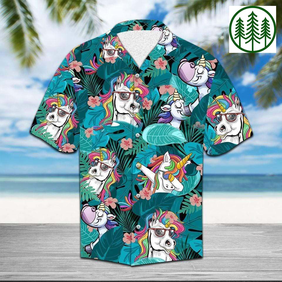 Funny Unicorn Green Tropical Hawaiian Shirt