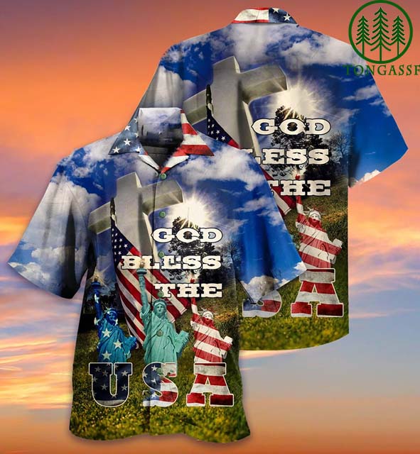 God Bless Usa Statue Of Liberty American Hawaiian Shirt