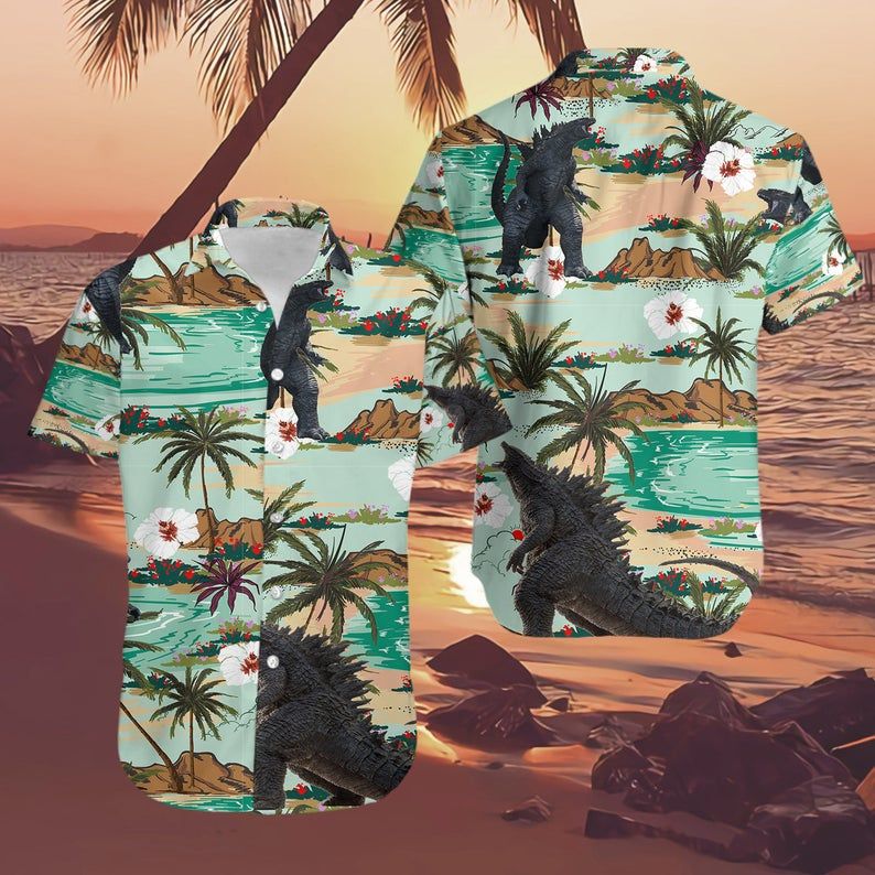 Godzilla Hawaiian Shirt Summer Beach Outfit