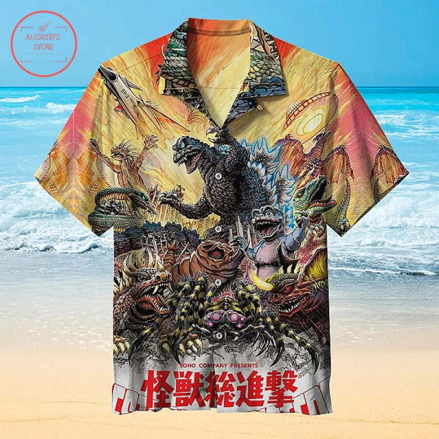 Godzilla Movie Hawaiian Shirt Beach Outfit Summer