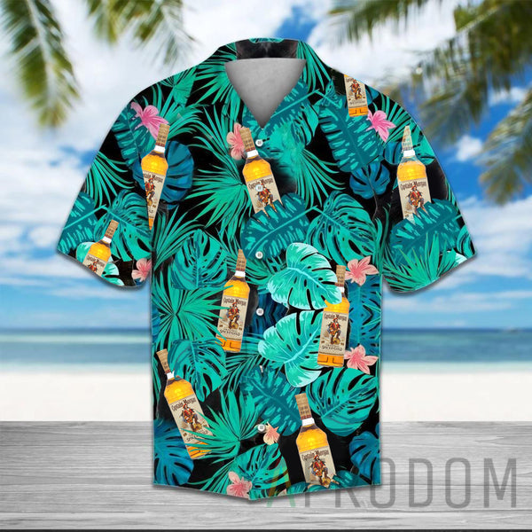 Green Tropical Palm Captain Morgan Hawaiian Shirt