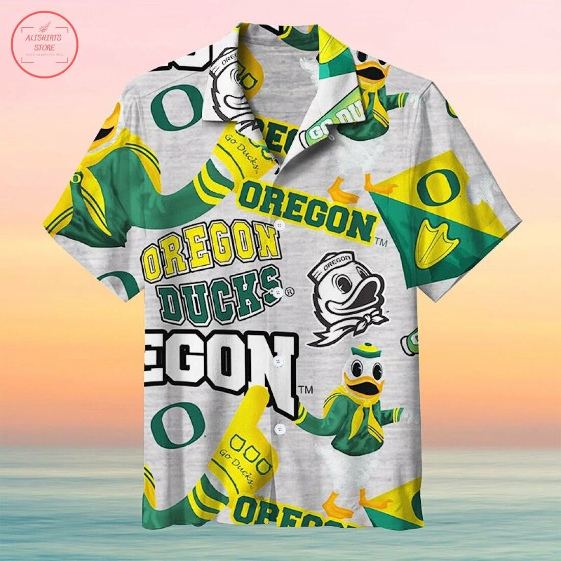 Grey Oregon Ducks Hawaiian Shirt Beach Summer Outfit