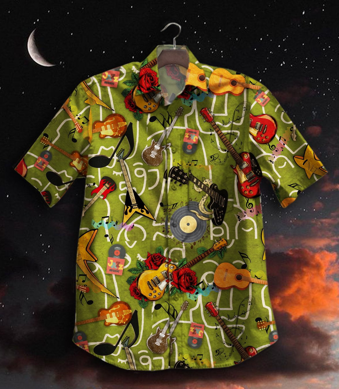 Guitar Music Hawaiian Shirt Beach Outfit Summer