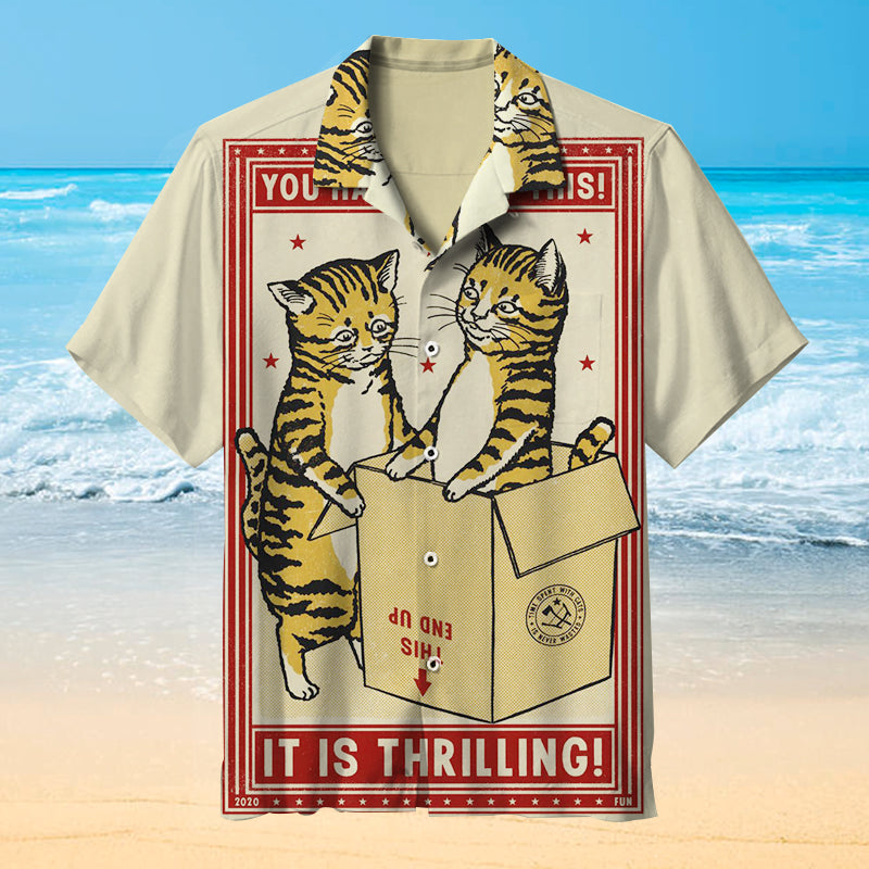 Happy Cat Hawaiian Shirt Beach Outfit Summer