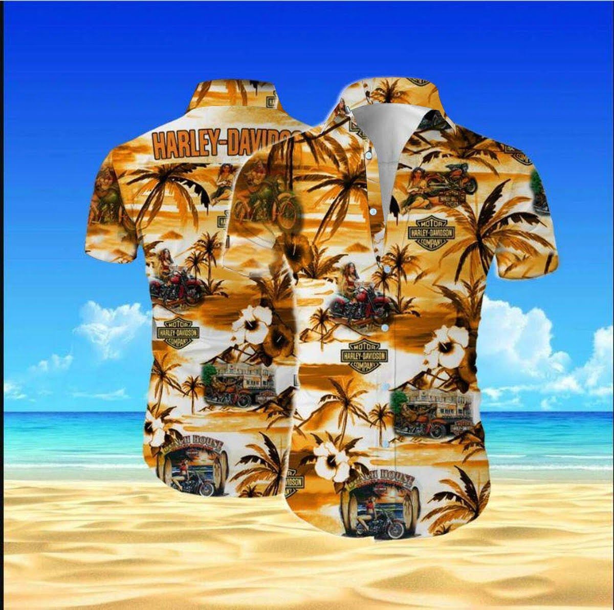 Harleydavidson Hawaiian Shirt Beach Outfit Summer