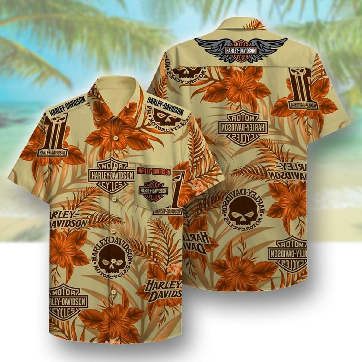 Harley Davidson Hawaiian Shirt Beach Summer Outfit