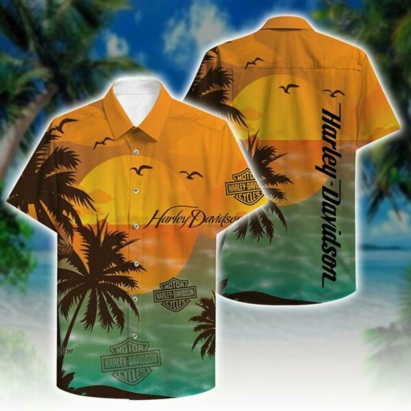 Harley Davidson Hawaiian Shirt Beach Outfit Summer