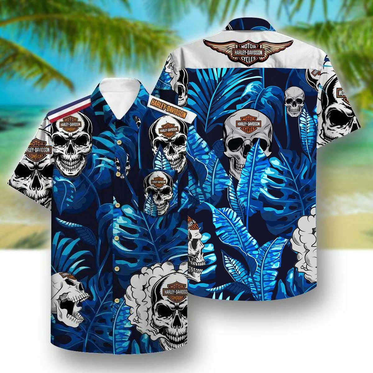 Harley Davidson Hawaiian Shirt Summer Outfit Beach