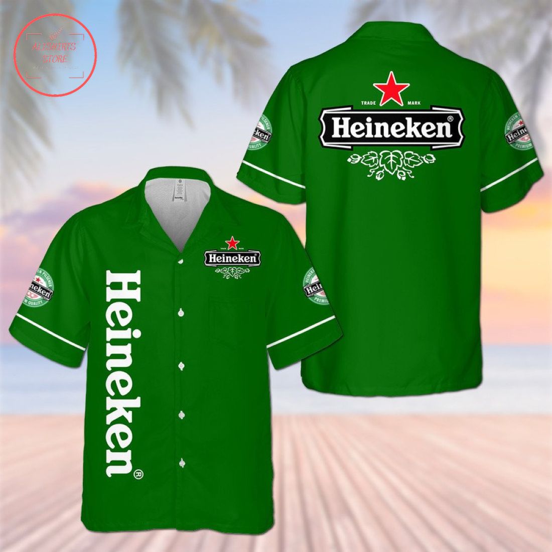 Heineken Beer Hawaiian Shirt Beach Outfit Summer