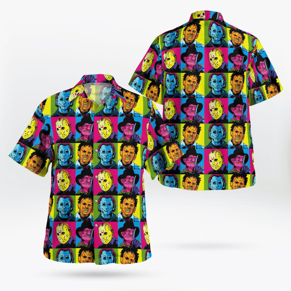 Horror Characters Face Black Hawaiian Shirt