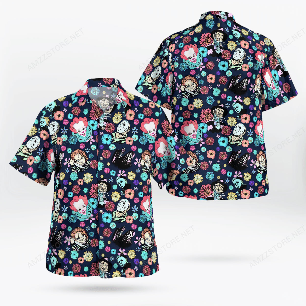 Horror Characters Tiny Flower Hawaiian Shirt