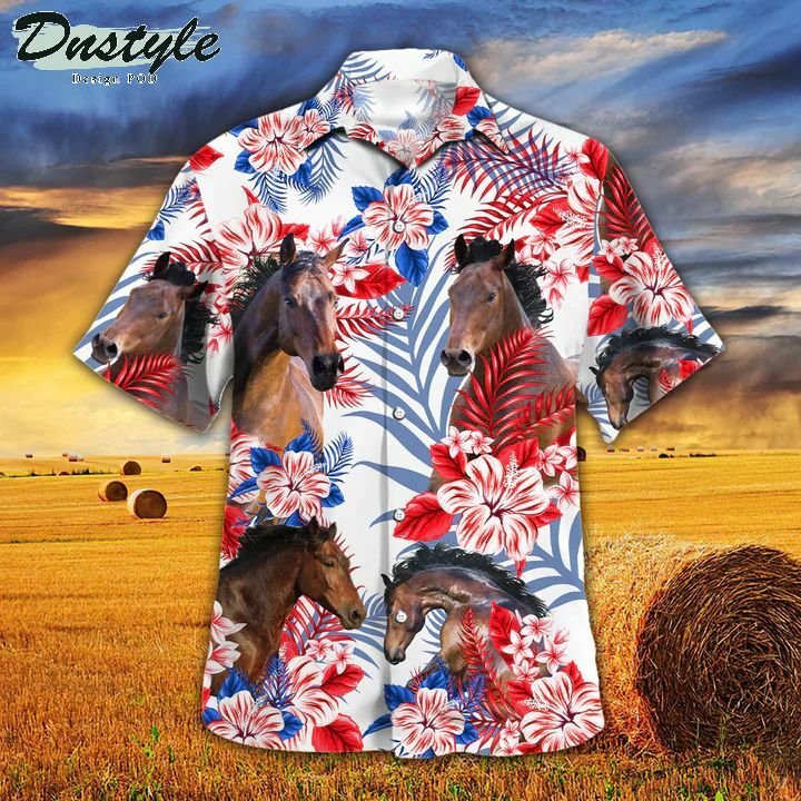 Horse Lovers American Flag Hawaiian Shirt