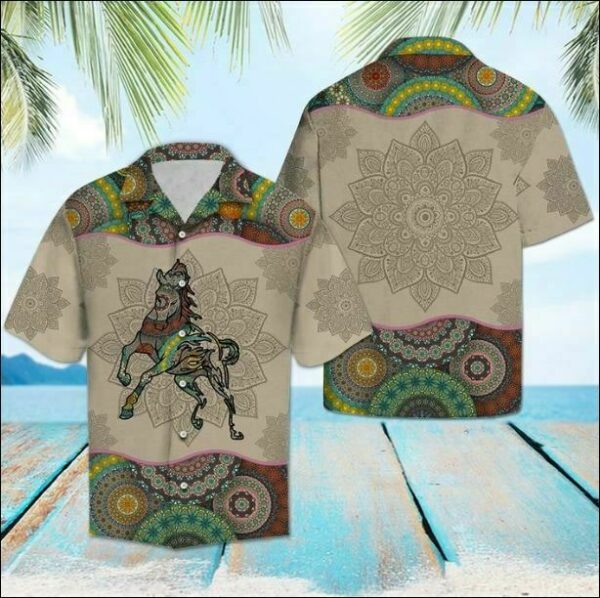 Horse Mandala Hawaiian Shirt Beach Outfit Summer