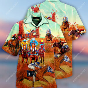 Horses Racing On Pasture Hawaiian Shirt