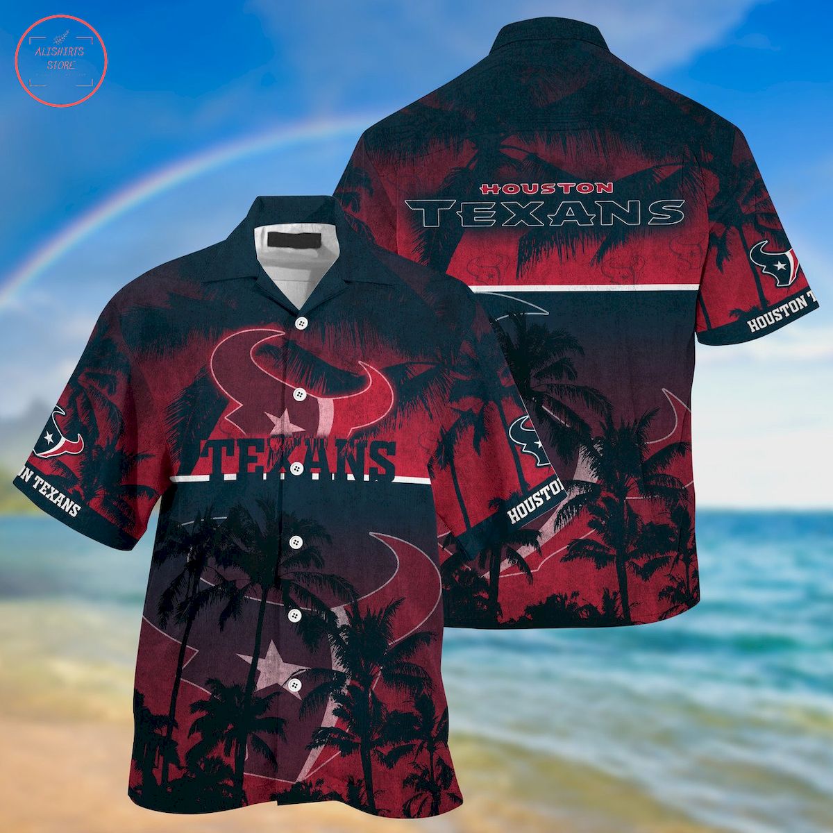 Houston Texans Palm Hawaiian Shirt